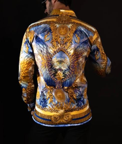 Striking Look Rhinestone Long Sleeve Shirt CLOUD - Image 5