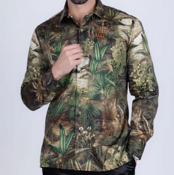 Warsaw Rhinestone Long Sleeve Shirt Olive - Image 3