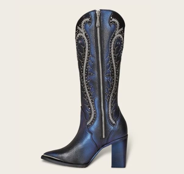 Cuadra Hand-Painted Western Boots, Blue Leather - Image 2