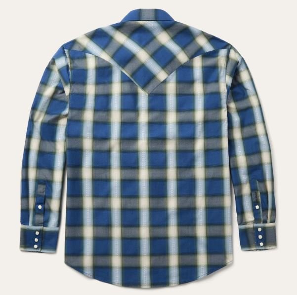 Blue Sage Dobby Plaid Western Shirt - Image 2