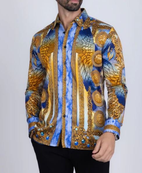 Striking Look Rhinestone Long Sleeve Shirt CLOUD - Image 2