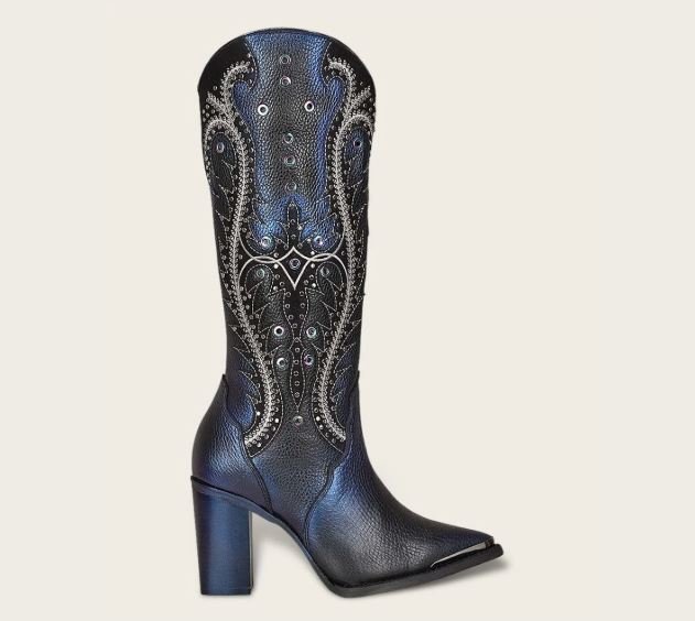 Cuadra Hand-Painted Western Boots, Blue Leather - Image 3