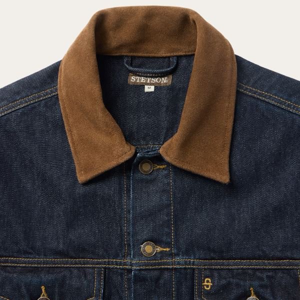 Stetson Suede Collar Raw Denim Jacket - Image 3