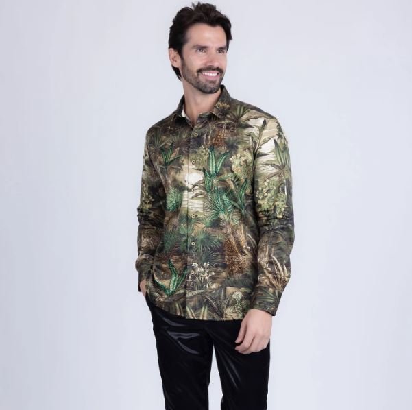 Warsaw Rhinestone Long Sleeve Shirt Olive - Image 6