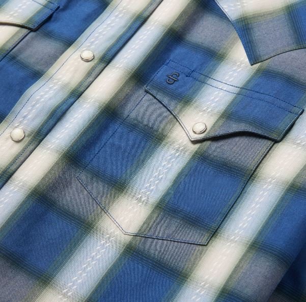 Blue Sage Dobby Plaid Western Shirt - Image 6