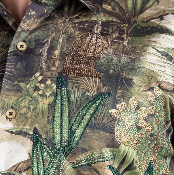 Warsaw Rhinestone Long Sleeve Shirt Olive - Image 7