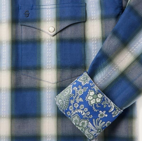 Blue Sage Dobby Plaid Western Shirt - Image 5