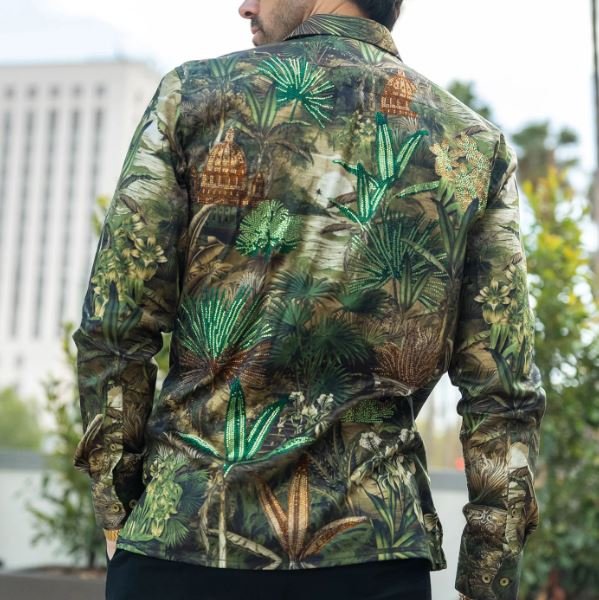 Warsaw Rhinestone Long Sleeve Shirt Olive - Image 8