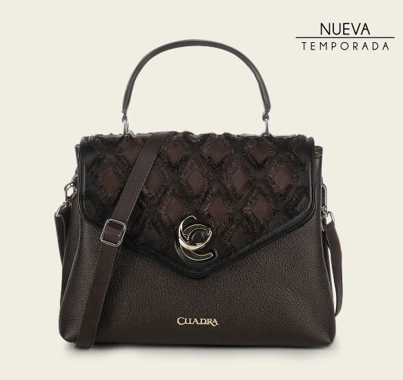 Cuadra Chocolate Leather Textured Handbag