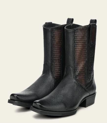CUADRA Urban Boot In Genuine Italian Deer Black And Bovine Leather