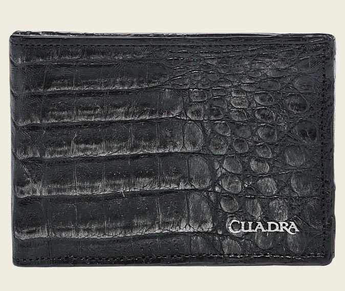 Cuadra Men’s Black Fuscus Leather Wallet with Hand-Painted Finish